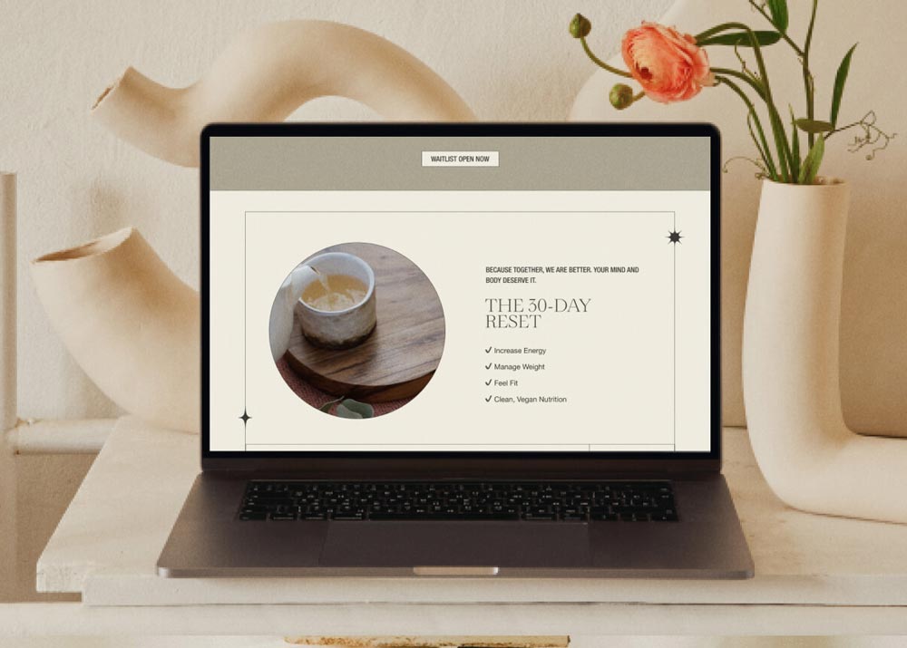 Example of a web development project by Elena Studio on a laptop